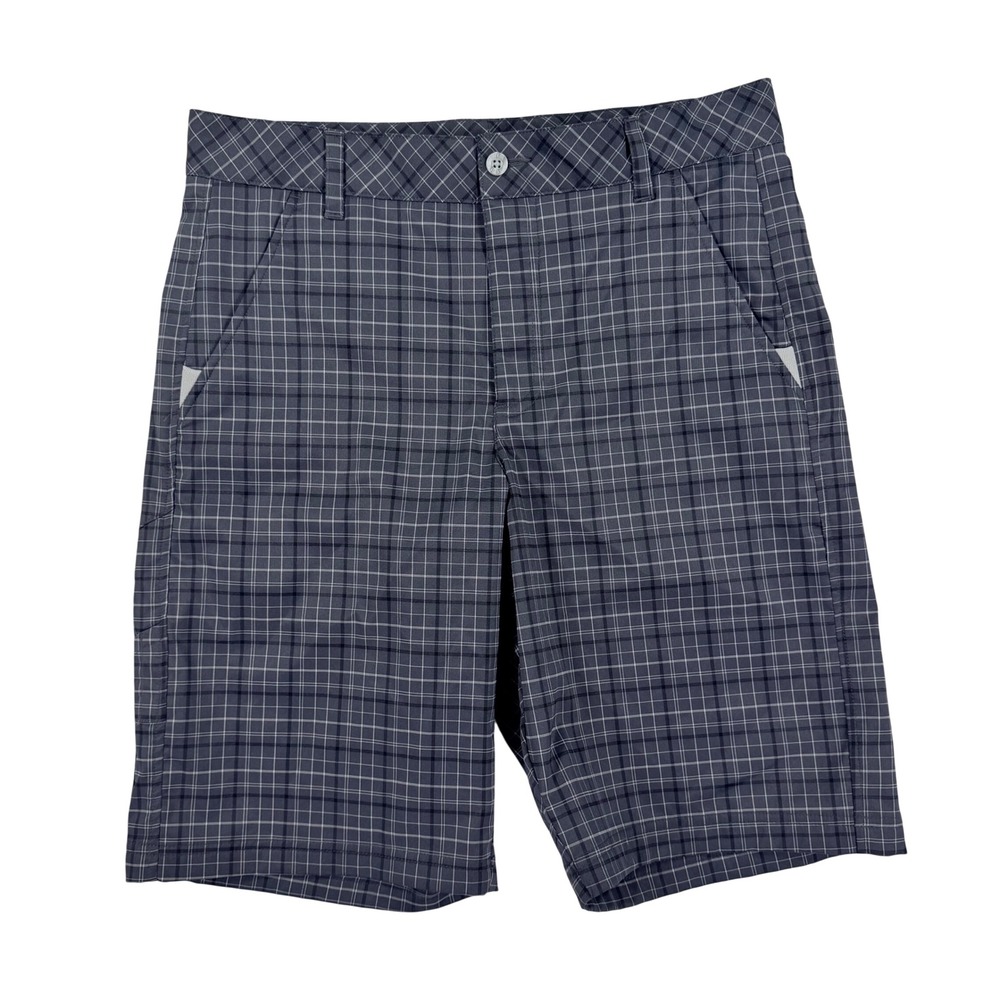 Fila Sport Golf Mens 32 Grey Plaid Check Flat Front Performance Classic Shorts